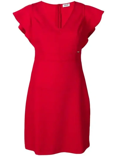 Shop Liu •jo Flutter Sleeve Mini Dress In Red