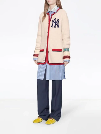 Shop Gucci Cardigan With New York Yankees ™ Patch In 9101 Ivory