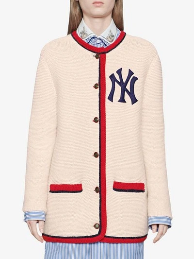 Shop Gucci Cardigan With New York Yankees ™ Patch In 9101 Ivory