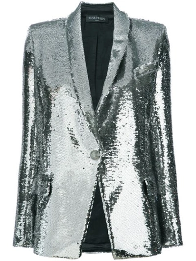 Shop Balmain Sequin In Metallic