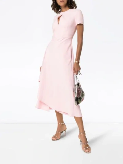 Shop Roland Mouret Ardmore Asymmetric Midi Dress In Pink