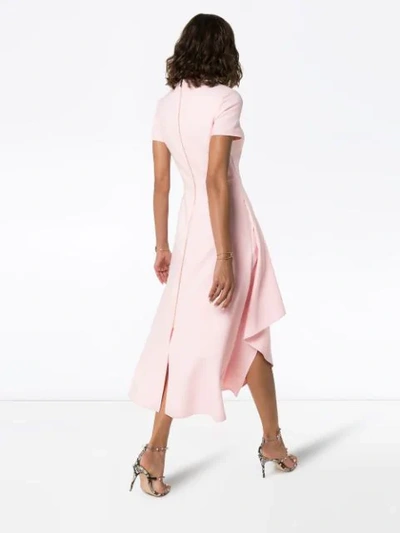Shop Roland Mouret Ardmore Asymmetric Midi Dress In Pink