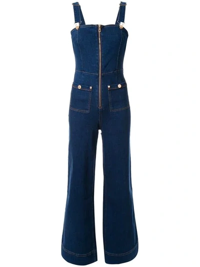 Shop Alice Mccall Quincy Pinafore Overalls In Blue