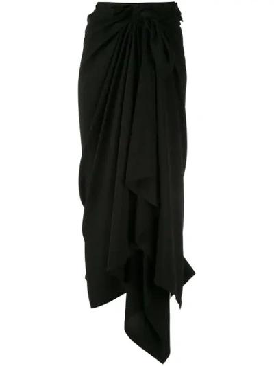 Shop Yohji Yamamoto Asymmetrische Wickelhose - Schwarz In Black