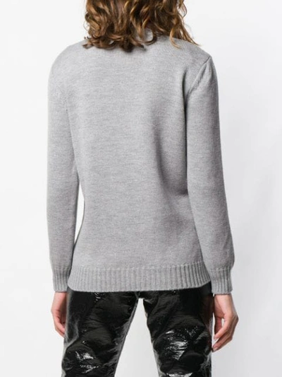 Shop Alberta Ferretti Slogan Jacquard Knit Jumper In Grey