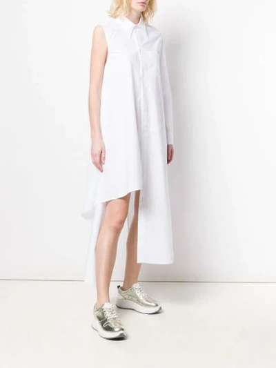 Shop Mm6 Maison Margiela Asymmetric One Sleeve Shirt Dress In White