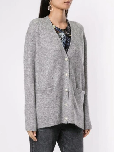Shop 3.1 Phillip Lim / フィリップ リム Faux Pearl Button Cardigan In Grey