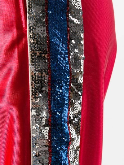 Shop Gucci Sequin Stripes Track Trousers In Red