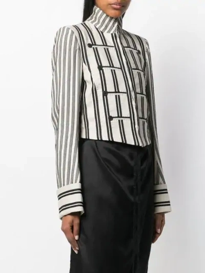 Shop Ann Demeulemeester Striped Print Cropped Jacket In Neutrals