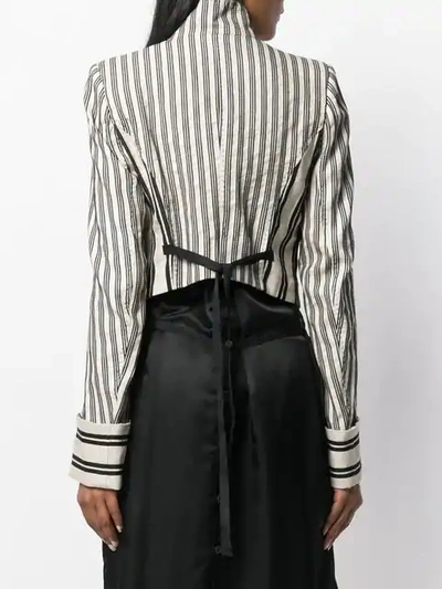 Shop Ann Demeulemeester Striped Print Cropped Jacket In Neutrals