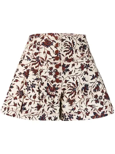Shop Ulla Johnson Floral Fitted Shorts In Neutrals