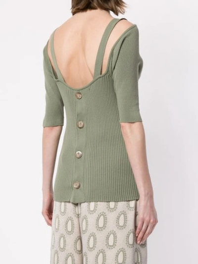 Shop Muller Of Yoshiokubo V-neck Ribbed Top In Green