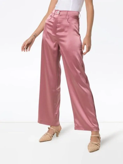 Shop Nanushka Marfa Satin Trousers In Pink