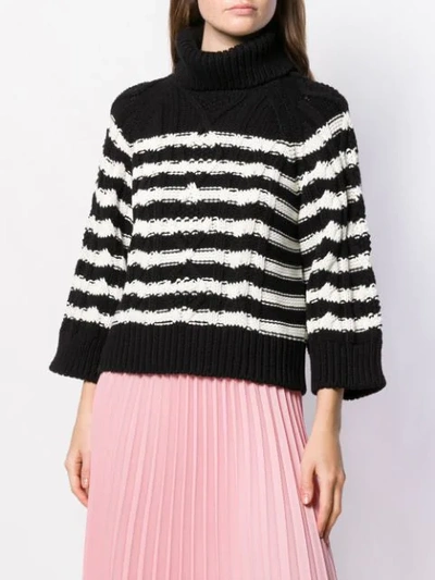 Shop Red Valentino Red(v) Cable Knit Jumper In Black