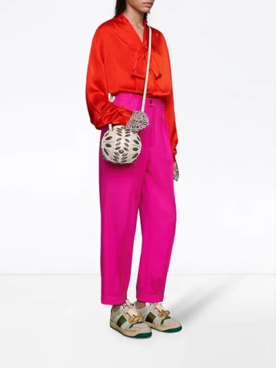 Shop Gucci Oversize Silk Shirt In Red