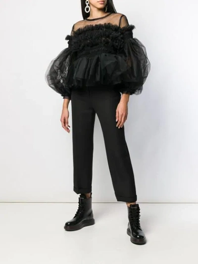 Shop Molly Goddard Ruffled Tulle Blouse In Black