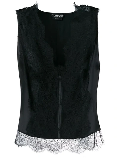 Shop Tom Ford Stretch Lace Tank Top In Black