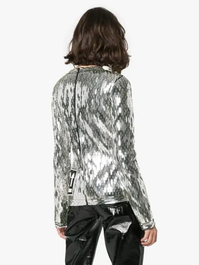 Shop Off-white Sequin Embellished Top In Silver
