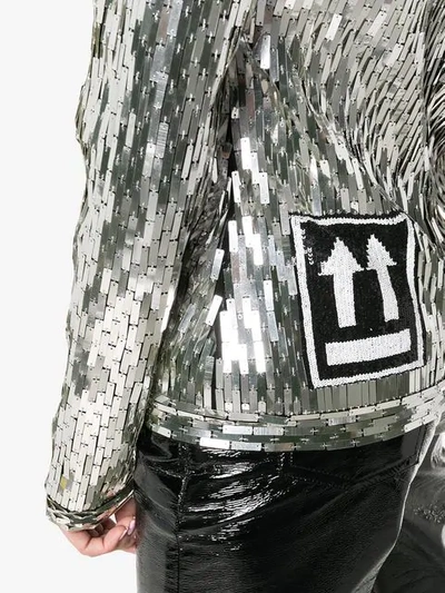 Shop Off-white Sequin Embellished Top In Silver