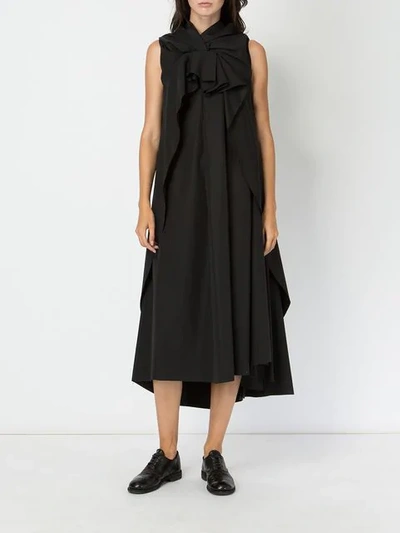 Shop Aganovich Oversized Knot Detail Dress In Black