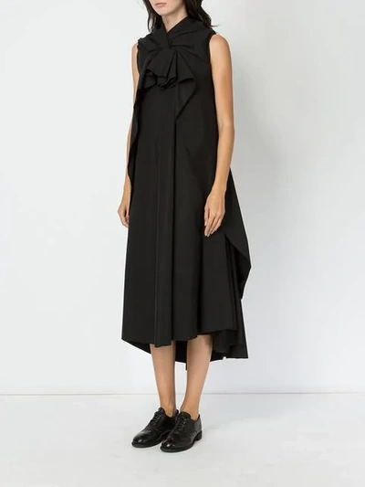 Shop Aganovich Oversized Knot Detail Dress In Black