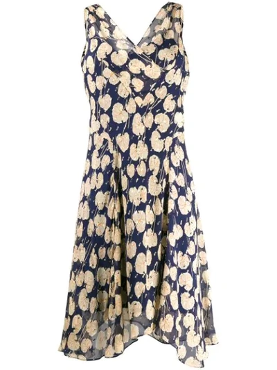 Shop Diane Von Furstenberg Printed Wrap-effect Dress In Blue