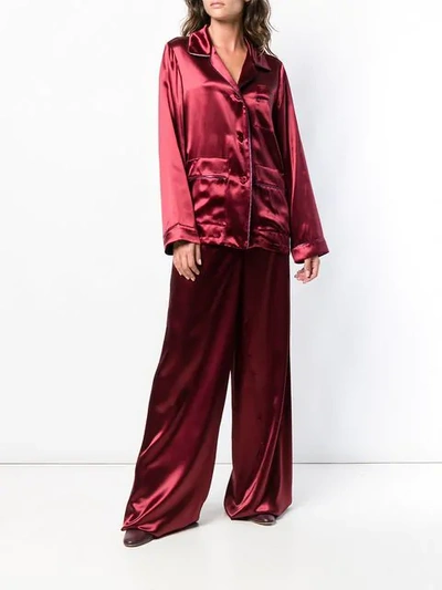 Shop Bottega Veneta Wide Leg Pyjama Trousers - Red