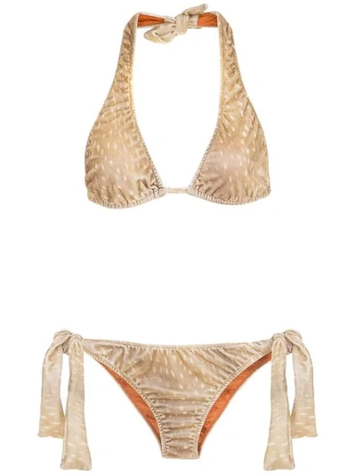 Shop Adriana Degreas Velvet Bikini Set In Neutrals