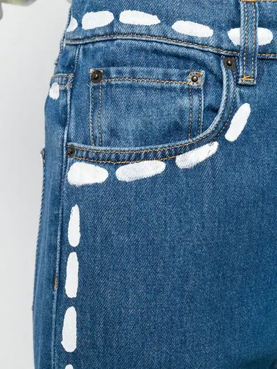 Shop Moschino Painted Stitch Jeans In Blue