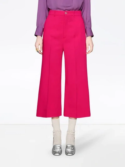 Gucci Wide-leg Cady Stretch Crop Culotte Pants In Pearl | ModeSens