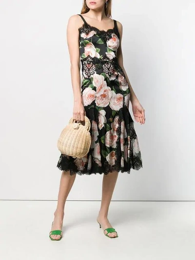 Shop Dolce & Gabbana Floral Lace Trimming Dress In Hnt67