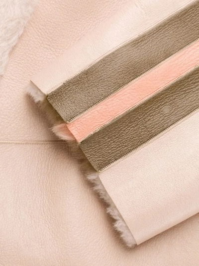 Shop Blancha Vernice Stripes Shearling Coat In Pink