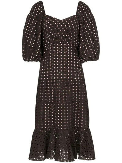 Shop Johanna Ortiz Abacost Simplicity Eyelet Midi Dress In Black