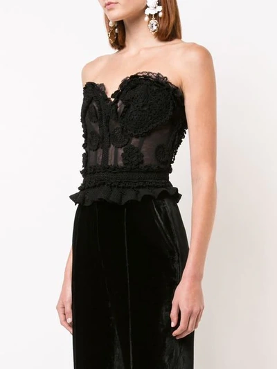 Shop Dolce & Gabbana Bustier Structured Lace Top In Black
