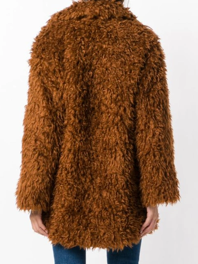 Shop Pinko Oversized Faux Fur Coat In Brown