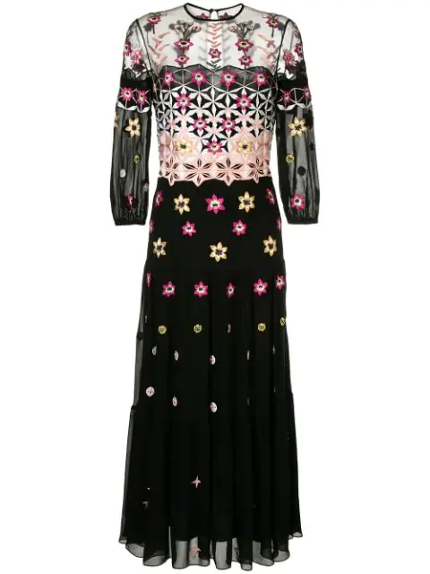 Temperley London Kleid Mit Blumenstickerei In Black | ModeSens