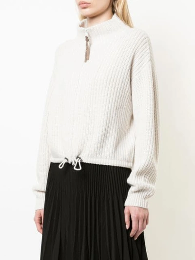 Shop Brunello Cucinelli Knitted Zip Fleece In White