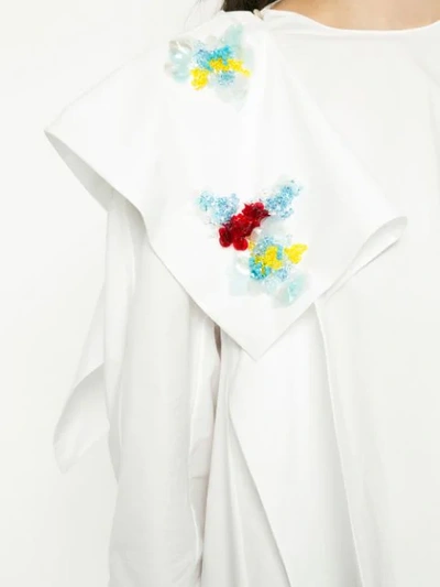 Shop Delpozo Sequin Embellished Draped Blouse In White
