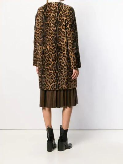 Shop Yves Salomon Leopard Print Shearling Coat In Brown