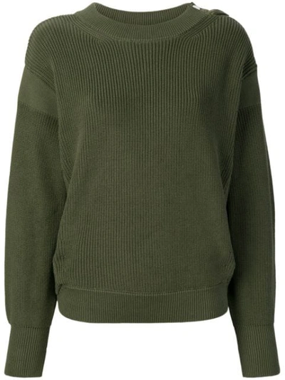 Shop Moncler Long-sleeve Knitted Sweater In Green