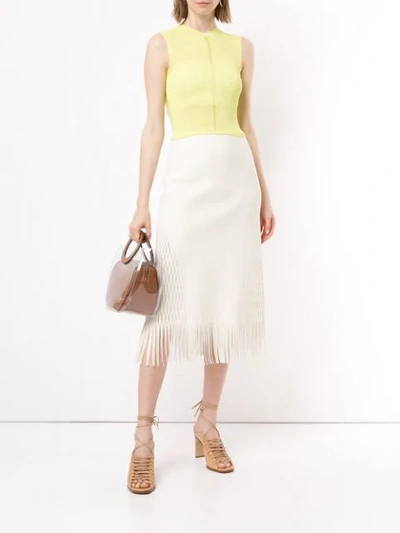 Shop Dion Lee Cropped Ribbed Knit Top In Yellow