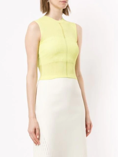 Shop Dion Lee Cropped Ribbed Knit Top In Yellow