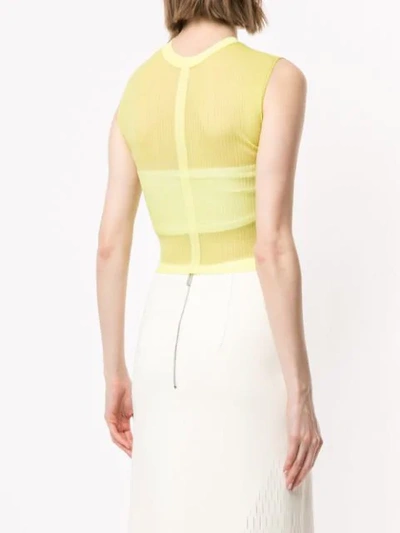 Shop Dion Lee Cropped Ribbed Knit Top In Yellow