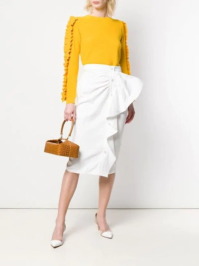 Shop Max Mara Ruffled Pencil Skirt In White