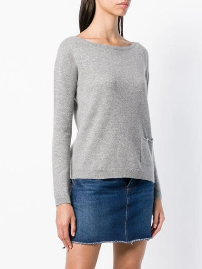 Shop Liu •jo Single Pocket Sweater In Grey