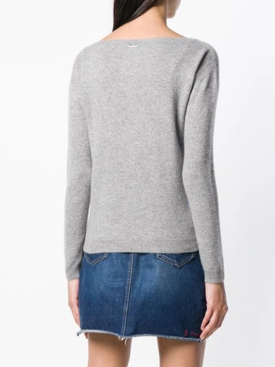 Shop Liu •jo Single Pocket Sweater In Grey