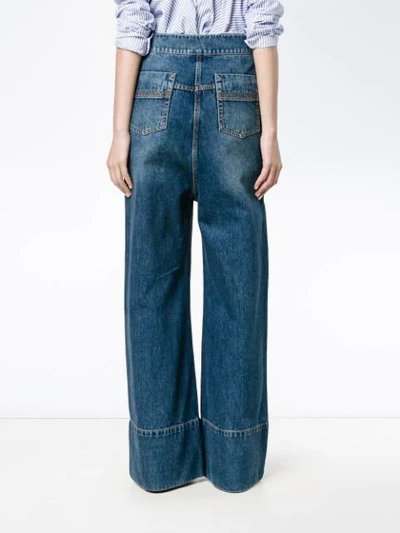 Shop Ellery Wide Leg Denim Jeans In Blue