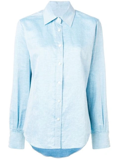 Shop Holland & Holland Pointed Collar Shirt - Blue
