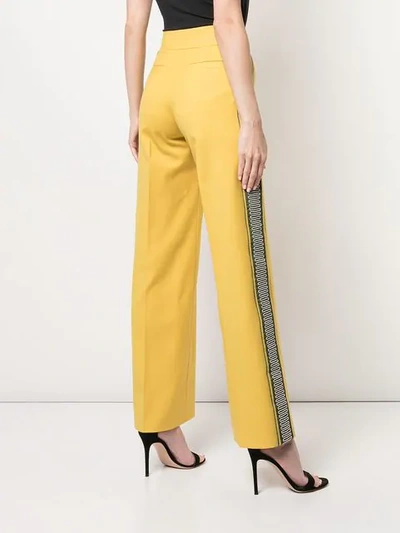 Shop Oscar De La Renta Embroidered Grosgrain Side Trousers In Yellow