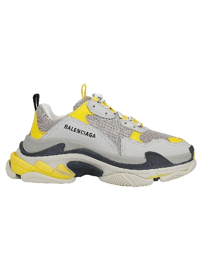 Shop Balenciaga Triple S Sneakers In Yellow/grey/white